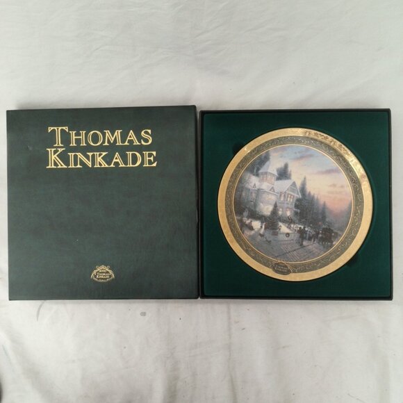 Vintage Thomas Kinkade Victorian Christmas 2000 Christmas Plate In Box - Picture 1 of 6